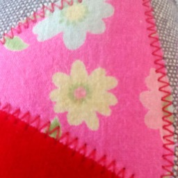 Appliqu?? Red Cat Cushion, Handmade, Recycled, New & Vintage Fabrics - thumbnail 4