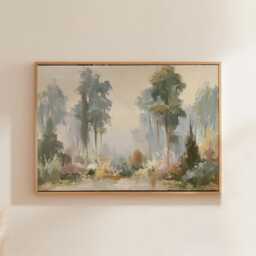 Green Forest Poster, Vintage Woodland Print, Landscape Wall Art, Paper - thumbnail 1