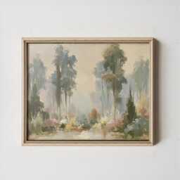 Green Forest Poster, Vintage Woodland Print, Landscape Wall Art, Paper - thumbnail 3