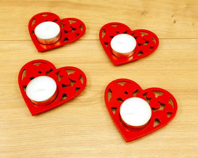 Heart Candle Holder - Heart Design Holder, Valentines Gift, Love Anniversary Tealight - image 1