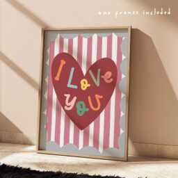 I Love You Heart Print, Wall Art, Colourful Inspirational Quote Bright Children's Bedroom Decor, Playroom Art - thumbnail 2