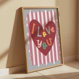 I Love You Heart Print, Wall Art, Colourful Inspirational Quote Bright Children's Bedroom Decor, Playroom Art - thumbnail 3