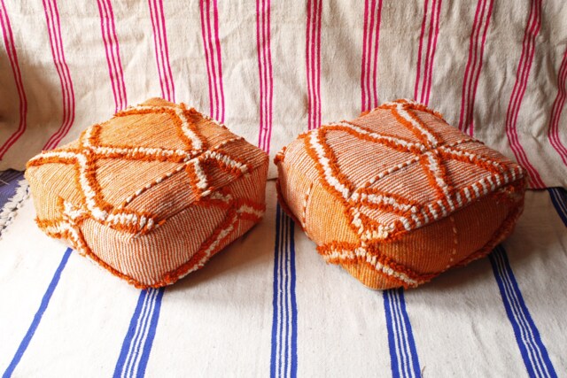 Ddp_Set Of 2 Pouf Square Pouf Ottoman 24 X 8 Inches - Moroccan Pillow Cover Set Pillows Home Decor - image 1