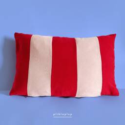 Patchwork Striped Pillowcase Pink/Red - thumbnail 1