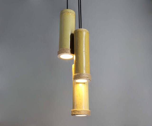 Bamboo Tube Chandelier 3-Light Pendant Lighting - image 1