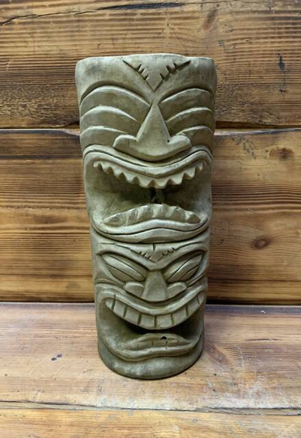 Stone Garden Totem Pole Easter Island African Head Tiki Statue Ornament - image 1