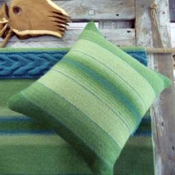 Handwoven Unique Throw Pillow Cover With Cable Knitted Plate. Decorative Handmade Wool Cushion - thumbnail 3