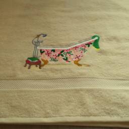 A Light Yellow Cotton Terry Towel With Christmas Embroidery Is A Gift For & New Year - thumbnail 4