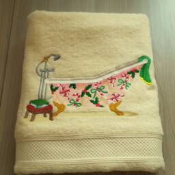 A Light Yellow Cotton Terry Towel With Christmas Embroidery Is A Gift For & New Year - thumbnail 3