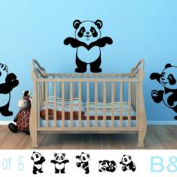 Panda Nursery Wall Decals - Set Of 5 Cute Animal Stickers - thumbnail 2