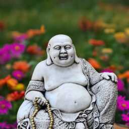 Concrete Smiling Buddha Statue Happy Sitting Figurine Zen Cement Meditation Sculpture Stone Outdoor Decoration Garden Lover Gift - thumbnail 3
