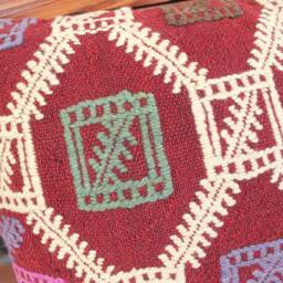 4060cm - 1624In Rectangle Vintage Handwoven Kilim Cushion Cover Half Brocade On Wine Red With Cream Aqua & Purple - thumbnail 2