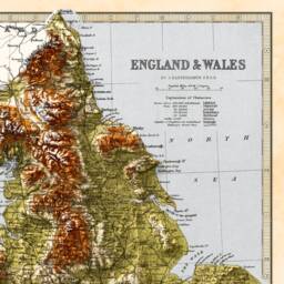 England & Wales Map - Elevation 1871 2D Gicl??e Vintage Poster 3D Effect Shaded Relief Print - thumbnail 3