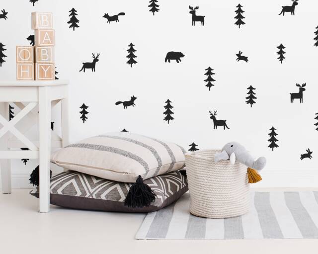 Woodland Wall Decals - Nursery Stickers, Decals, Forest Tree Animal - image 1