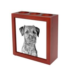 Border Terrier - Wooden Stand For Candles/Pens With The Image Of A Dog New Collection - thumbnail 1