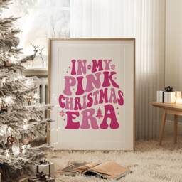 In My Pink Christmas Era Art Print, Retro Wall Decor, Pastel Decor Xmas Poster 1699 - thumbnail 2