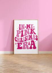 In My Pink Christmas Era Art Print, Retro Wall Decor, Pastel Decor Xmas Poster 1699 - thumbnail 1
