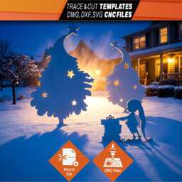 Elf & Swirl Tree Templates, 3-Piece Christmas Yard Art, PDF & Cnc Files