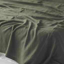 Forest Green Heavyweight Linen Bedspread - Handmade From 100% Natural Linen, Softly Washed, Breathable For A Calm, Earthy Bedroom Feel - thumbnail 3