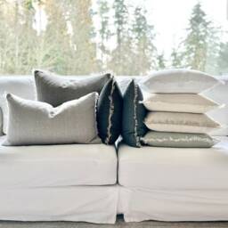 Neutral Linen Pillow Covers - Decorative Fringe Layering Pillows 16x26 Lumbar Cushion Cover 26x26 Euro Sham 20x20 Sofa