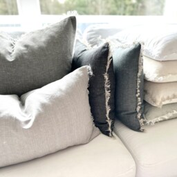 Neutral Linen Pillow Covers - Decorative Fringe Layering Pillows 16x26 Lumbar Cushion Cover 26x26 Euro Sham 20x20 Sofa - thumbnail 3