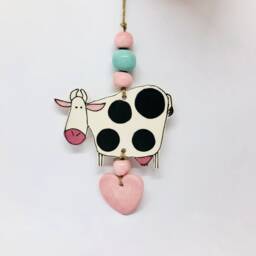 Handmade Ceramic Wall Hanging Ornament Home Decor, Handcrafted Pottery, Gift For Cow Lovers - thumbnail 1