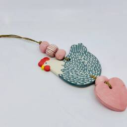 Handmade Ceramic Wall Hanging Ornament Home Decor, Handcrafted Pottery, Gift For Cow Lovers - thumbnail 2