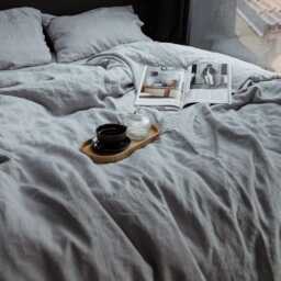 stone Washed Linen Blanket Organic Farmhouse Bedspread - thumbnail 4