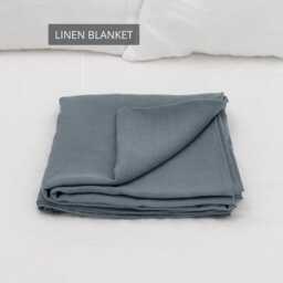 stone Washed Linen Blanket Organic Farmhouse Bedspread - thumbnail 2