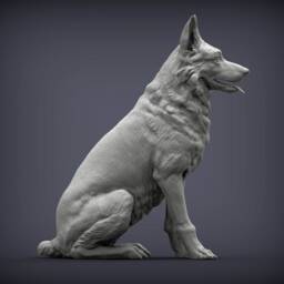 3D Printed German Shepherd Figurine Dog Statue, Keepsake, Memorial - thumbnail 2