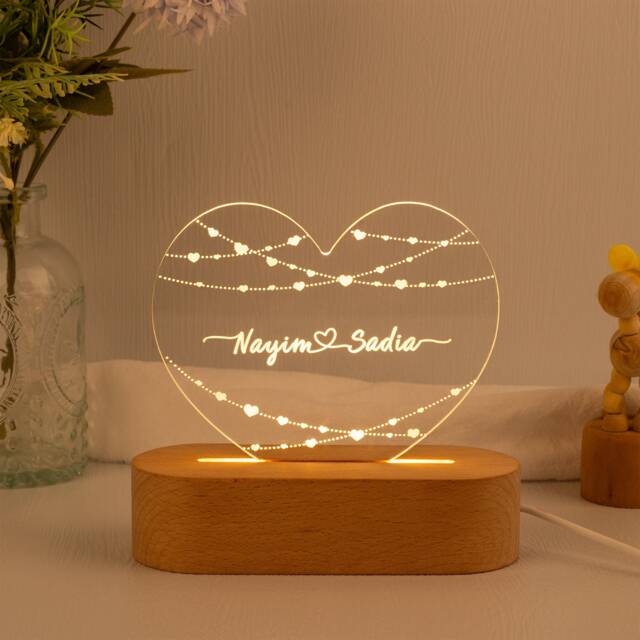 Custom Night Light With Anniversary Gift, Personalized Names & Date, Wedding Gift, Valentine's Day Gift, Gift For Her, Engagement Gift - image 1
