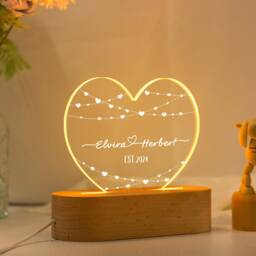 Custom Night Light With Anniversary Gift, Personalized Names & Date, Wedding Gift, Valentine's Day Gift, Gift For Her, Engagement Gift - thumbnail 3