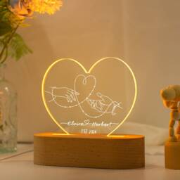 Custom Night Light With Anniversary Gift, Personalized Names & Date, Wedding Gift, Valentine's Day Gift, Gift For Her, Engagement Gift - thumbnail 2