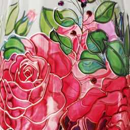 Rose Vase Handpainted Personalized Stained Glass Vase, Red Roses, Custom Home Decor, Mother Day Gift - thumbnail 3