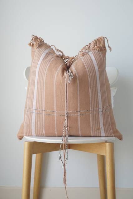Brown Tribal Hemp Hand Woven Natural Dye Color Hmong Lumbar Pillow Cover - image 1