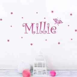 Girls Name Wall Sticker With Butterfly & Stars, Art Decal, Girls Room Decor, Baby Nursery Decor - thumbnail 2