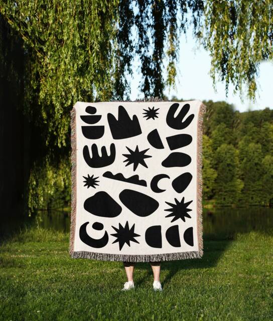 Cosmic Balance Cotton Throw Blanket Abstract Jacquard Woven Tapestry - image 1