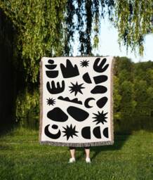 Cosmic Balance Cotton Throw Blanket Abstract Jacquard Woven Tapestry - thumbnail 1