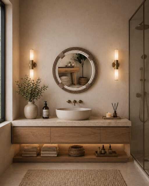 Large 80cm - 31.4Inch Hampton Nautical Coastal Beach House Country Style Round Rope Mirror Home Decor Large - image 1