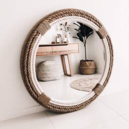 Large 80cm - 31.4Inch Hampton Nautical Coastal Beach House Country Style Round Rope Mirror Home Decor Large - thumbnail 3