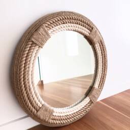 Large 80cm - 31.4Inch Hampton Nautical Coastal Beach House Country Style Round Rope Mirror Home Decor Large - thumbnail 4