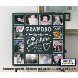 Grandad Our Superhero Fathers Day 12 Picture Photo Collage Personalised Family Framed Canvas Print Unique Handmade Dad Birthday Gift - thumbnail 2