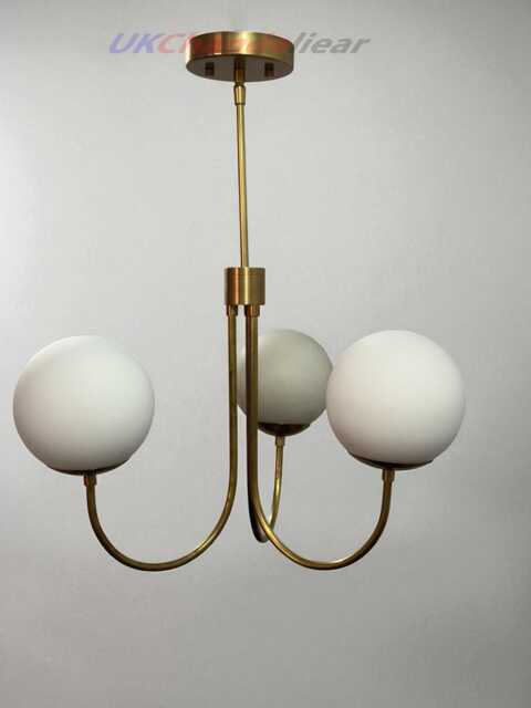 Modern Handmade Brass Globe Chandelier - Hannah Cafe Ceiling Light For Dining & Lounge - image 1