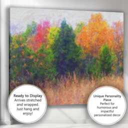 Vibrant Autumn Woodland Impressionist Forest Landscape Canvas Wall Art Print Decor Picture Ready To Hang - thumbnail 3