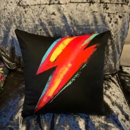 Lightning Bolt Black Velvet Cushion Cover Glam Rock Decor - thumbnail 4