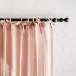 Sheer Linen Curtain Panel, Tie Top Curtains For Bedroom, Canopy Bed Panels - thumbnail 2