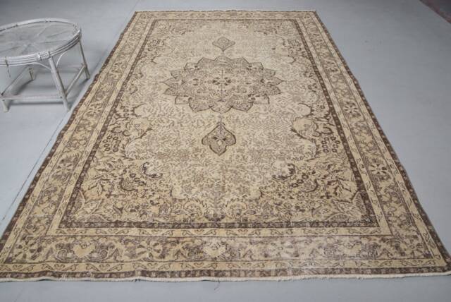 Anatolian Rug, Vintage 6.8x11 Ft Oversize Rugs, Rugs For Anatolian, Beige Kurdish Turkish Bohemian Kitchen Rug - image 1