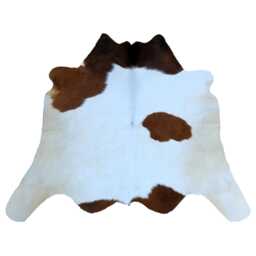 Brown & White Cowhide Rug Medium Hair-On Leather Area Rug - 42x45 Inches - thumbnail 1