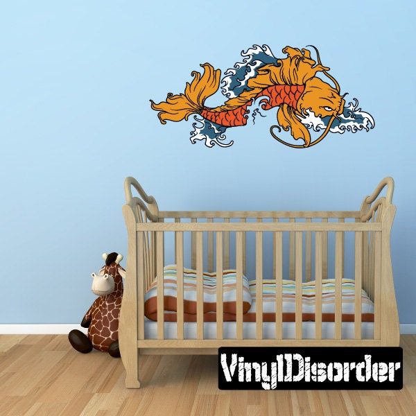 Koi Fish Wall Decal - Fabric Vinyl Removable & Reusable Koifishuscolor005Et