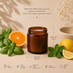 Aromatherapy Soy Candles - Hand-Poured, Refill 30Cl Avaialble- 120/180/300/500G- Wood Wick Candle - Perfect Gift-Energy - thumbnail 4